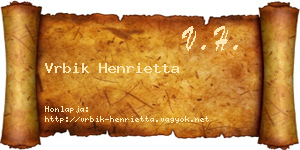 Vrbik Henrietta névjegykártya